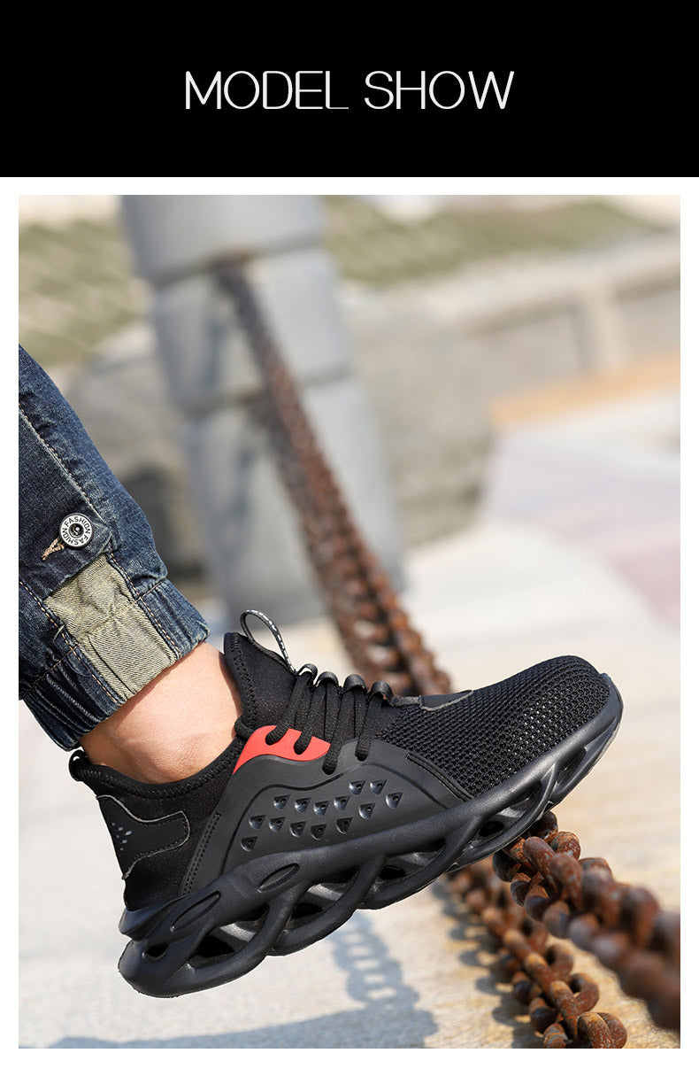 Work Safety Shoes For Men Summer Breathable Boots Working Steel Toe Anti-Smashing Construction Safety Work Sneakers