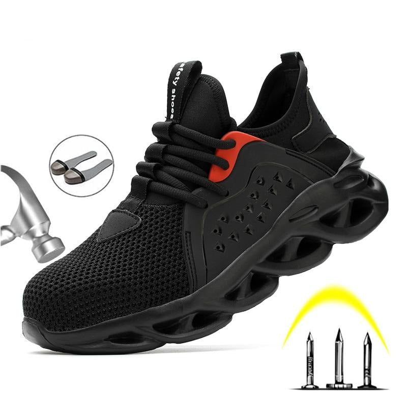 Work Safety Shoes For Men Summer Breathable Boots Working Steel Toe Anti-Smashing Construction Safety Work Sneakers