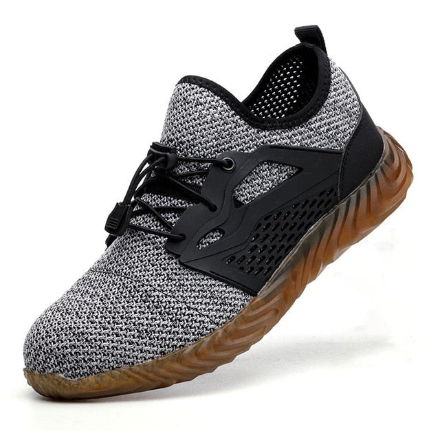 Work Safety Shoes For Men Summer Breathable Boots Working Steel Toe Anti-Smashing Construction Safety Work Sneakers