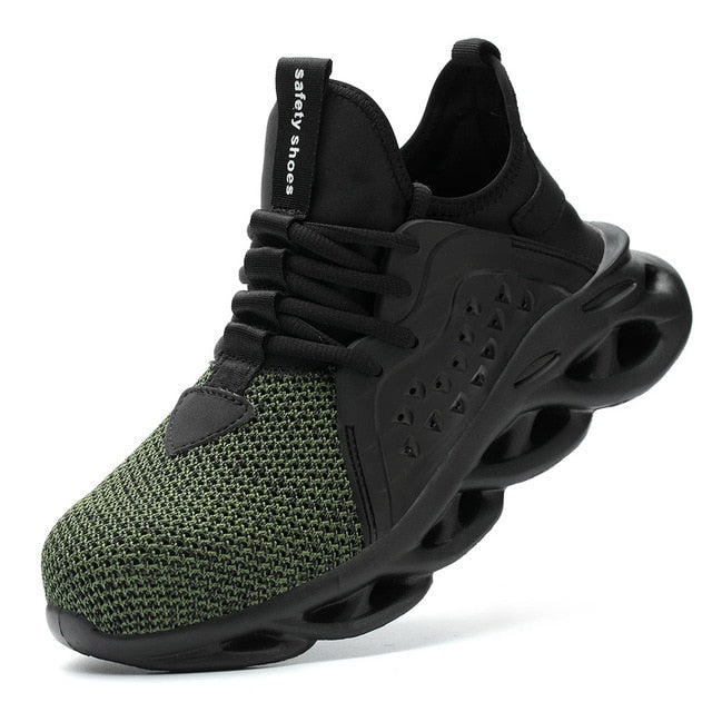 Work Safety Shoes For Men Summer Breathable Boots Working Steel Toe Anti-Smashing Construction Safety Work Sneakers